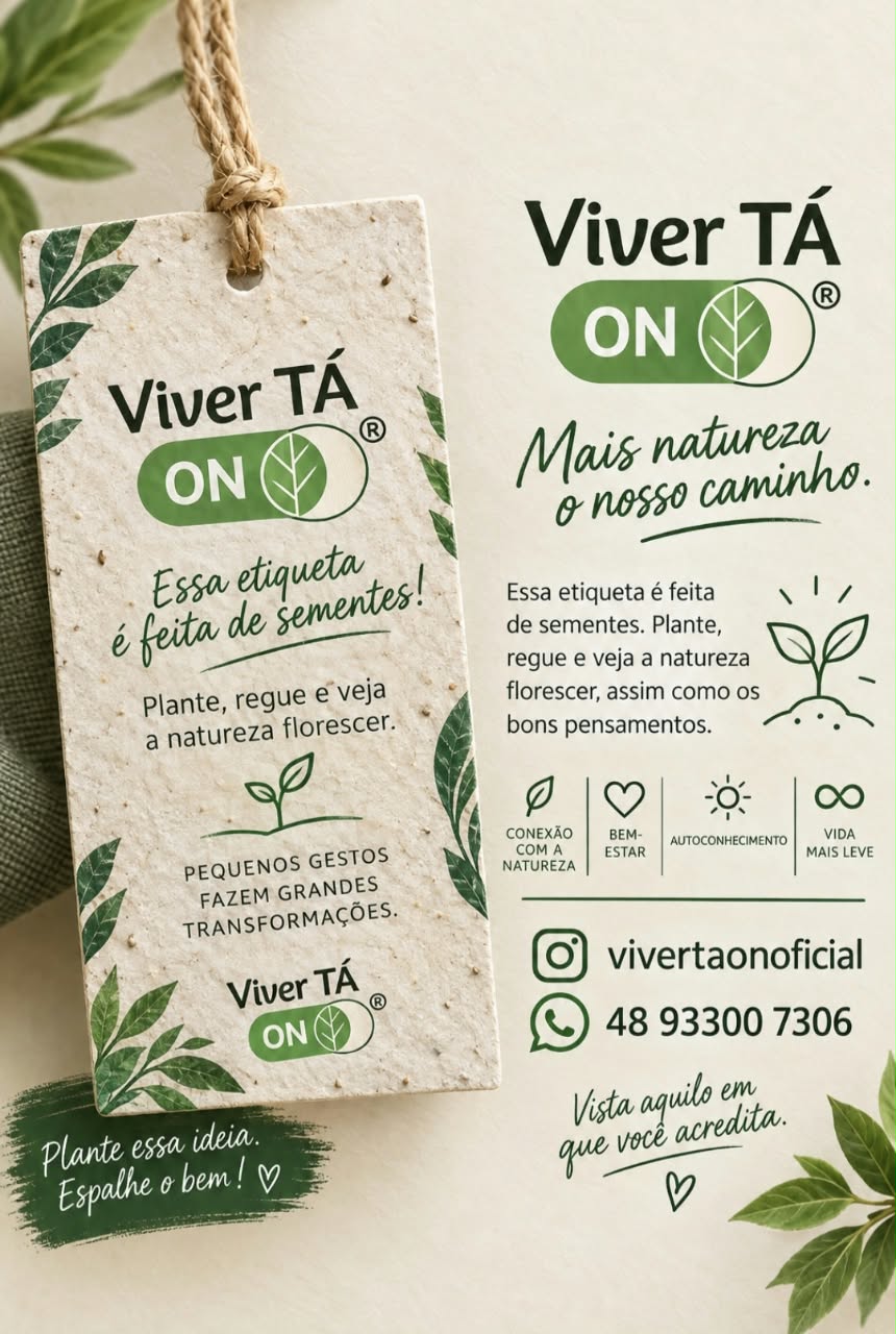 Etiqueta de papel semente da Viver Tá ON
